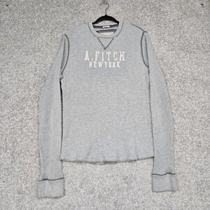 Abercrombie Fitch Waffle Knit Shirt‎ Mens 2XL slim Gray embroidered logo Y2K